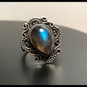 Pear Cut Labradorite in Sterling Silver Ring